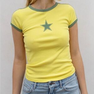 Subdued Star Ringer Tee Sunny Yellow and Green